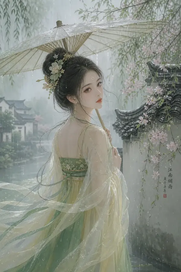 新中式唯美国风古风插画